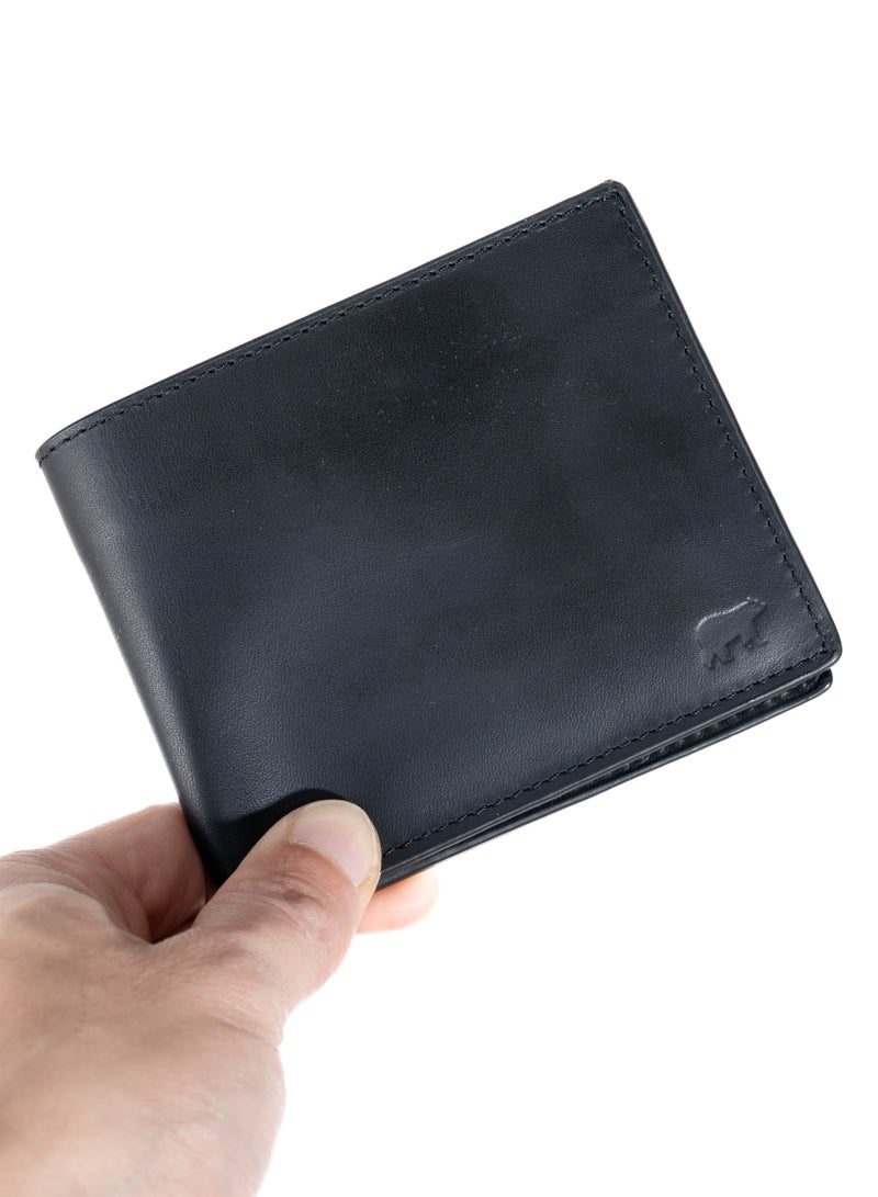 Odra Leather Odra FrameFold Real Leather Wallet for Men – 9-Pocket Bifold Design – Black (NO900) - Image 4